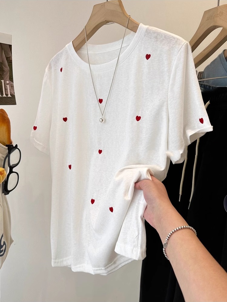 plus Size 240 Pounds Love Embr - огляд і ціна Embroidery Cotton Shirt